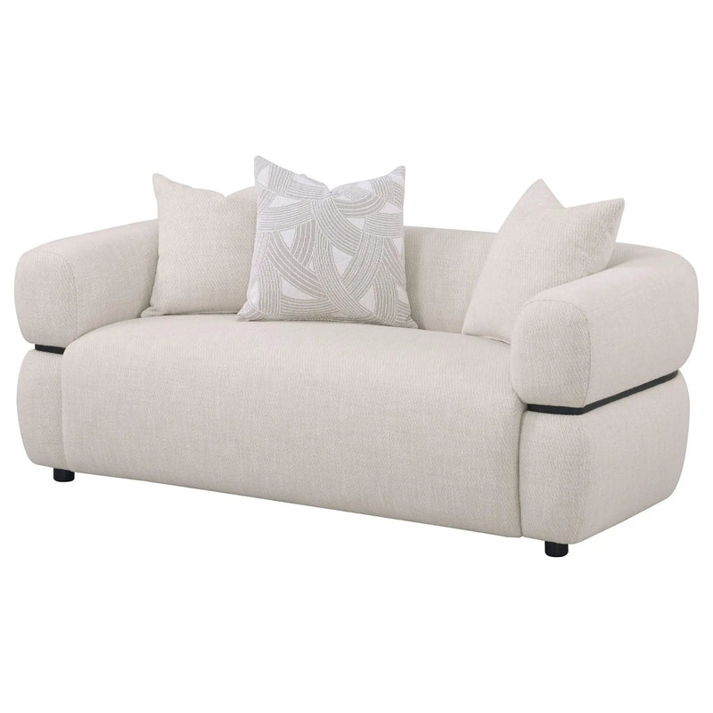 Jeanette 73-inch Fabric Upholstered Round Arm Loveseat Beige by Unique Piece Furniture