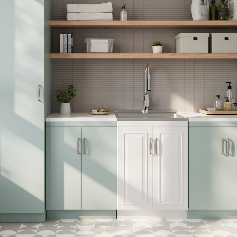 Darwin - Deluxe Laundry Cabinet With Pull-Out Faucet And Stainless Steel Sink by HouseOfZazla
