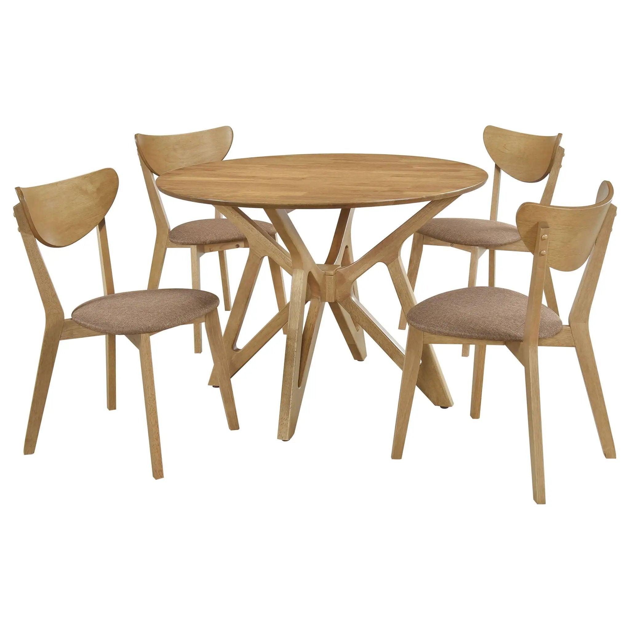 Elowen 5-piece Round Solid Wood Dining Set Light Walnut by Unique Piece Furniture