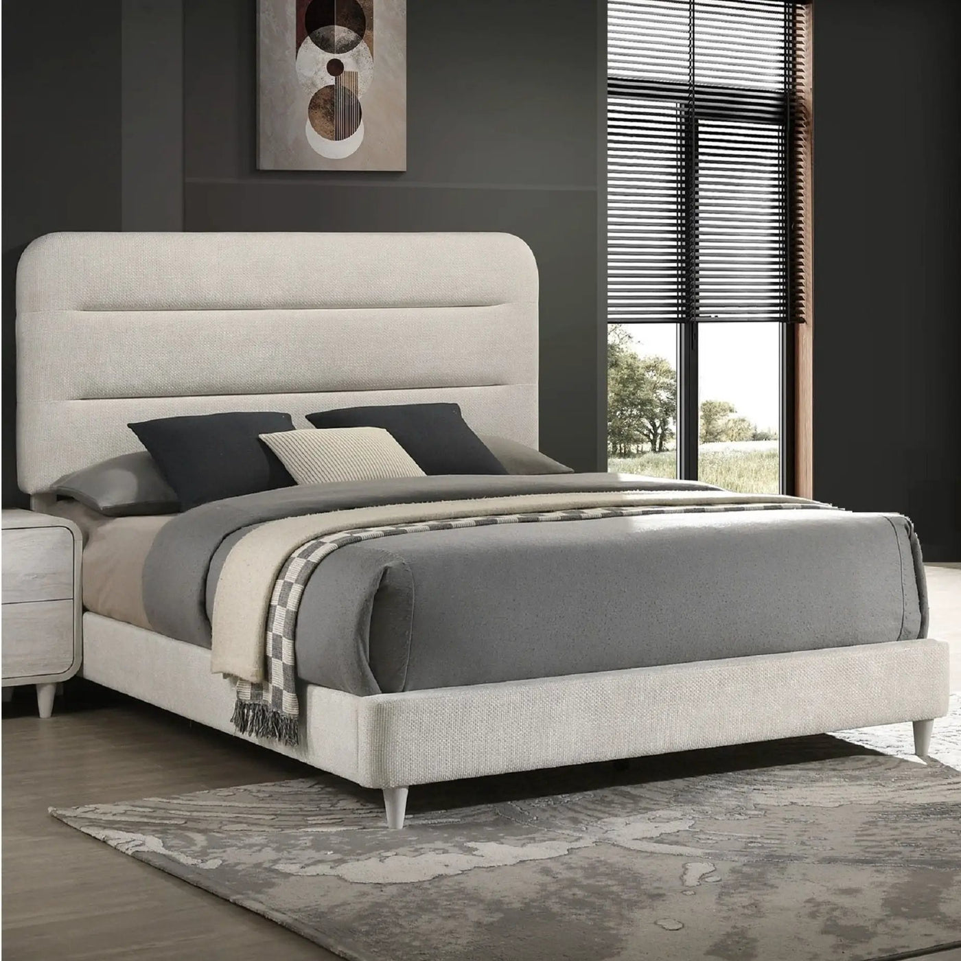 Upholstered Panel Bed, Sleek Lines by Unique Piece Furniture
