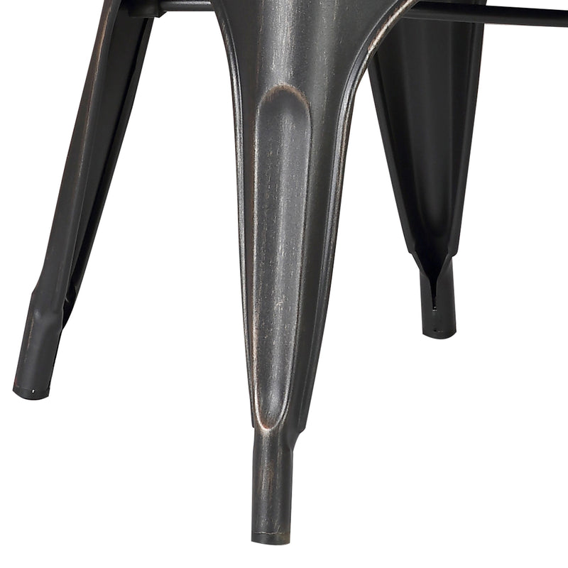 Set of 4 Stackable Metal Dining Chairs, Modern Industrial Slat Back by HouseOfZazla