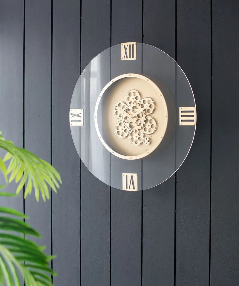 Round Moving Gear Roman Numeral Clock - Multicolor by HouseOfZazla