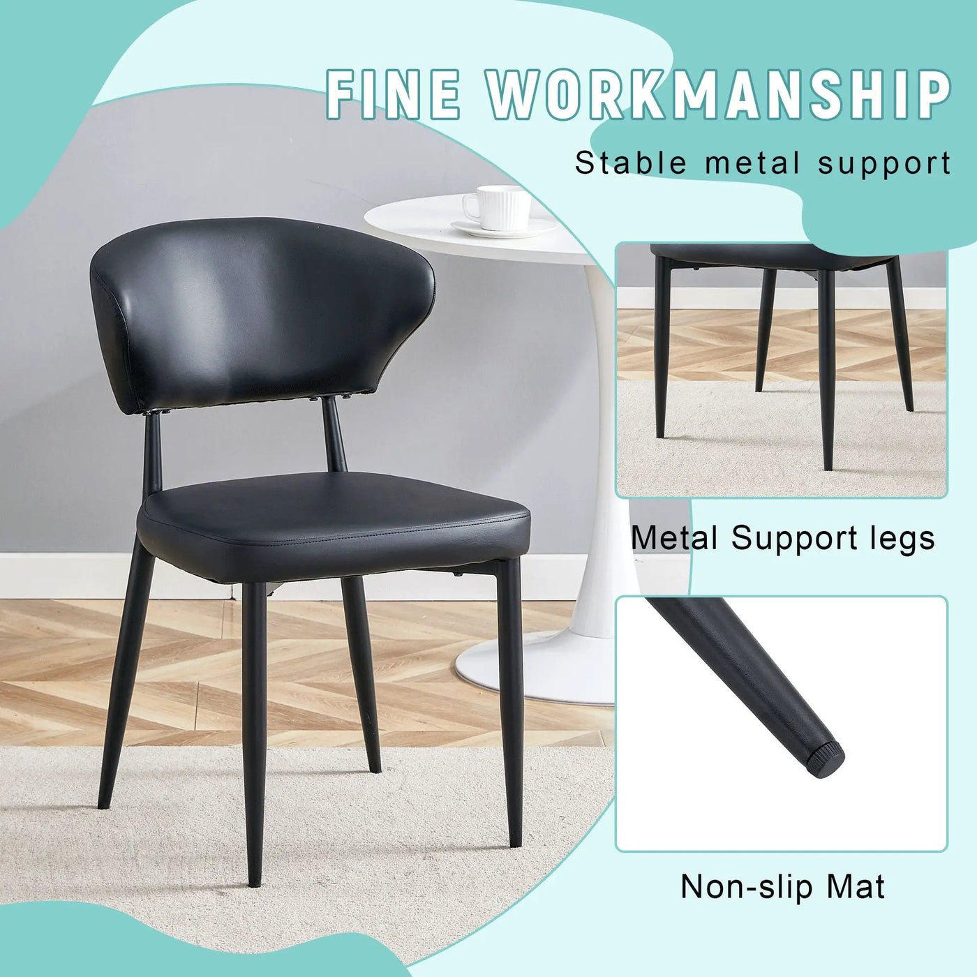 Minimalist Ergonomic Dining Chair With Curved Backres (Set of 4) by Unique Piece Furniture