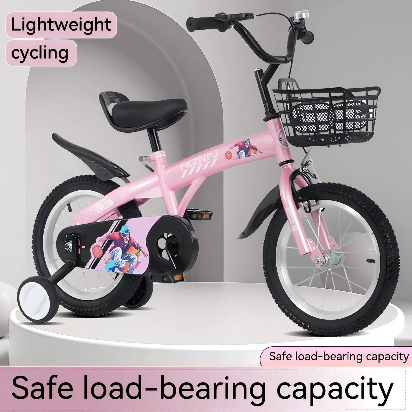 Fkznpj - 18" Sporty Kids Bike With Training Wheels And Stand Adjustable Saddle Suitable For Boys And Girls Aged 5 - 10 Years Tall Height 39 - 49" Available In A Variety Of Colors by HouseOfZazla
