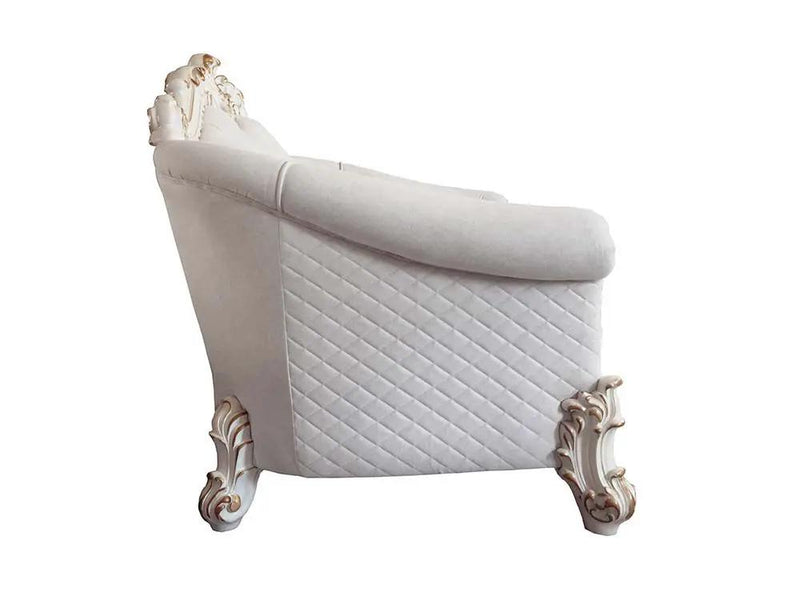 Vendome II - Loveseat With 4 Pillows - Two Tone Ivory Fabric & Antique Pearl by Unique Piece Furniture