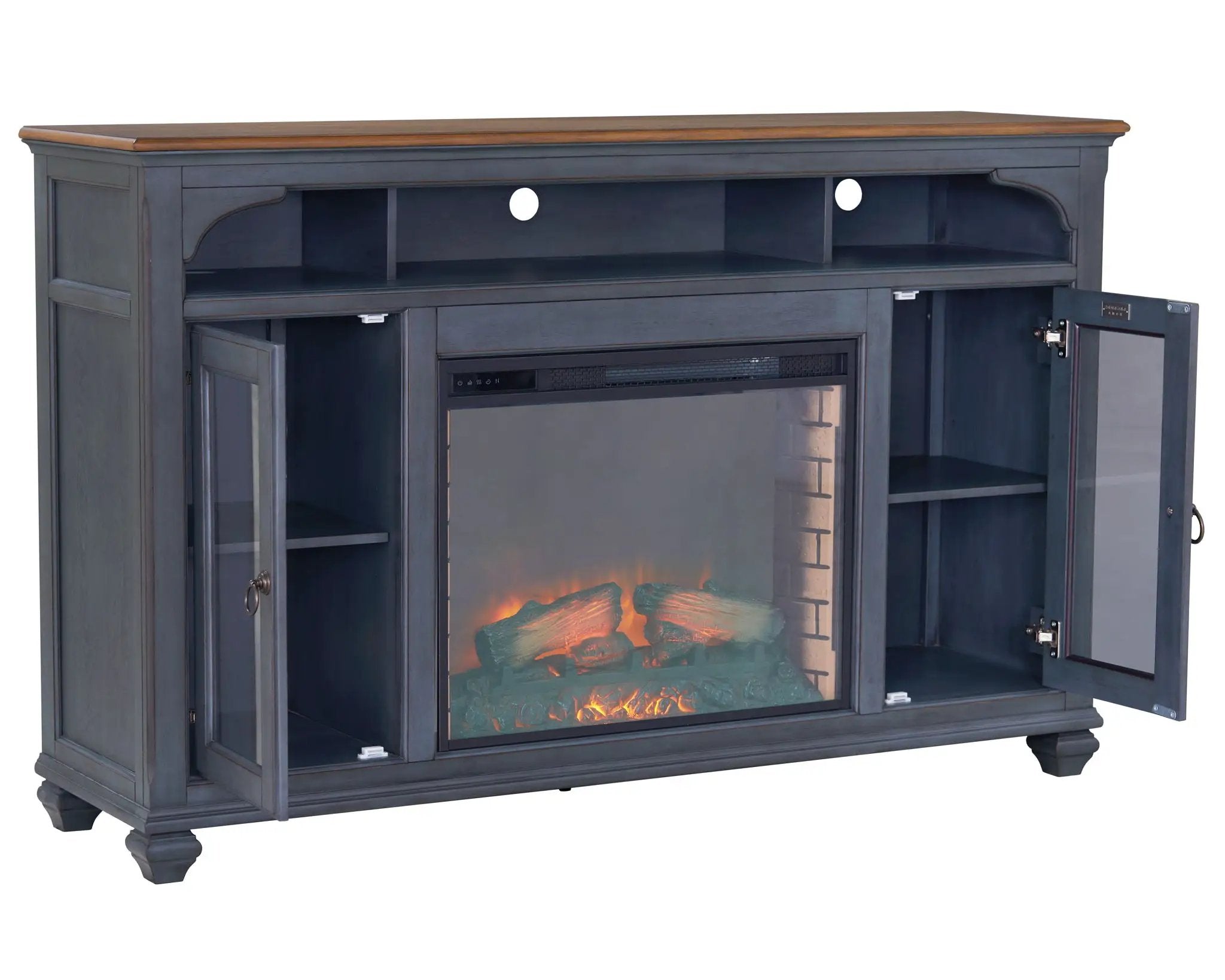 Fireplace TV Stand For TVs Up To 80" - Blue by HouseOfZazla