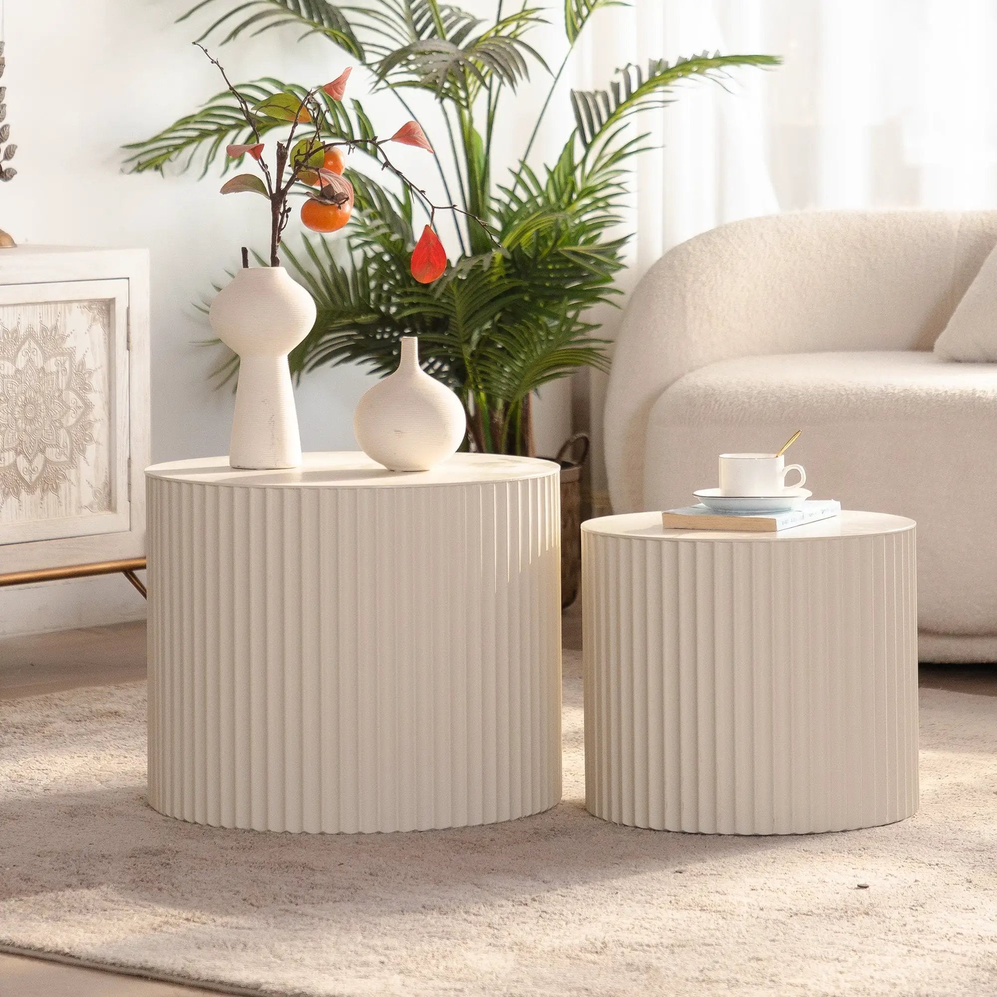 Round Wood Coffee Table for Living Room by HouseOfZazla