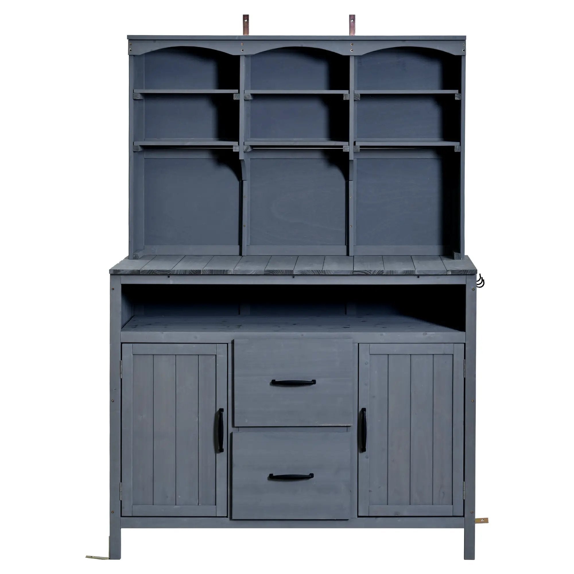 TOPMAX Large Fir Wood Potting Bench with Hutch and Storage