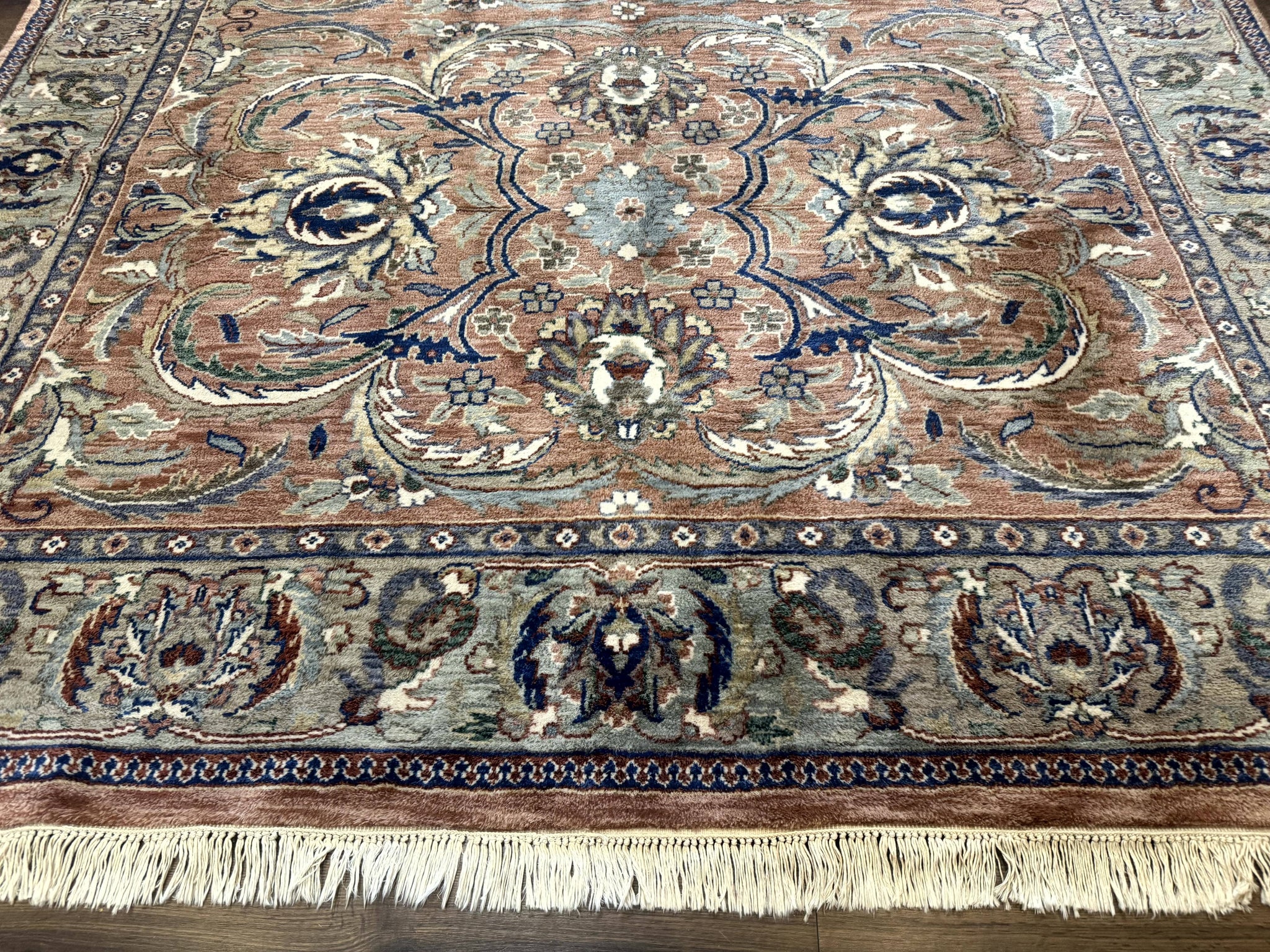 Indo Persian Mahal Rug 8x10, Traditional Wool Oriental Carpet, Pink by Jewel Rugs
