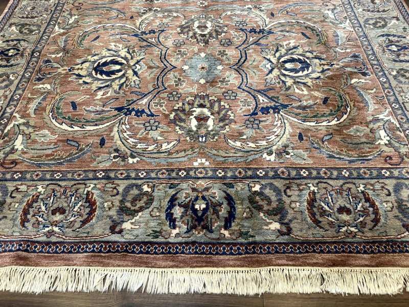 Indo Persian Mahal Rug 8x10, Traditional Wool Oriental Carpet, Pink by Jewel Rugs