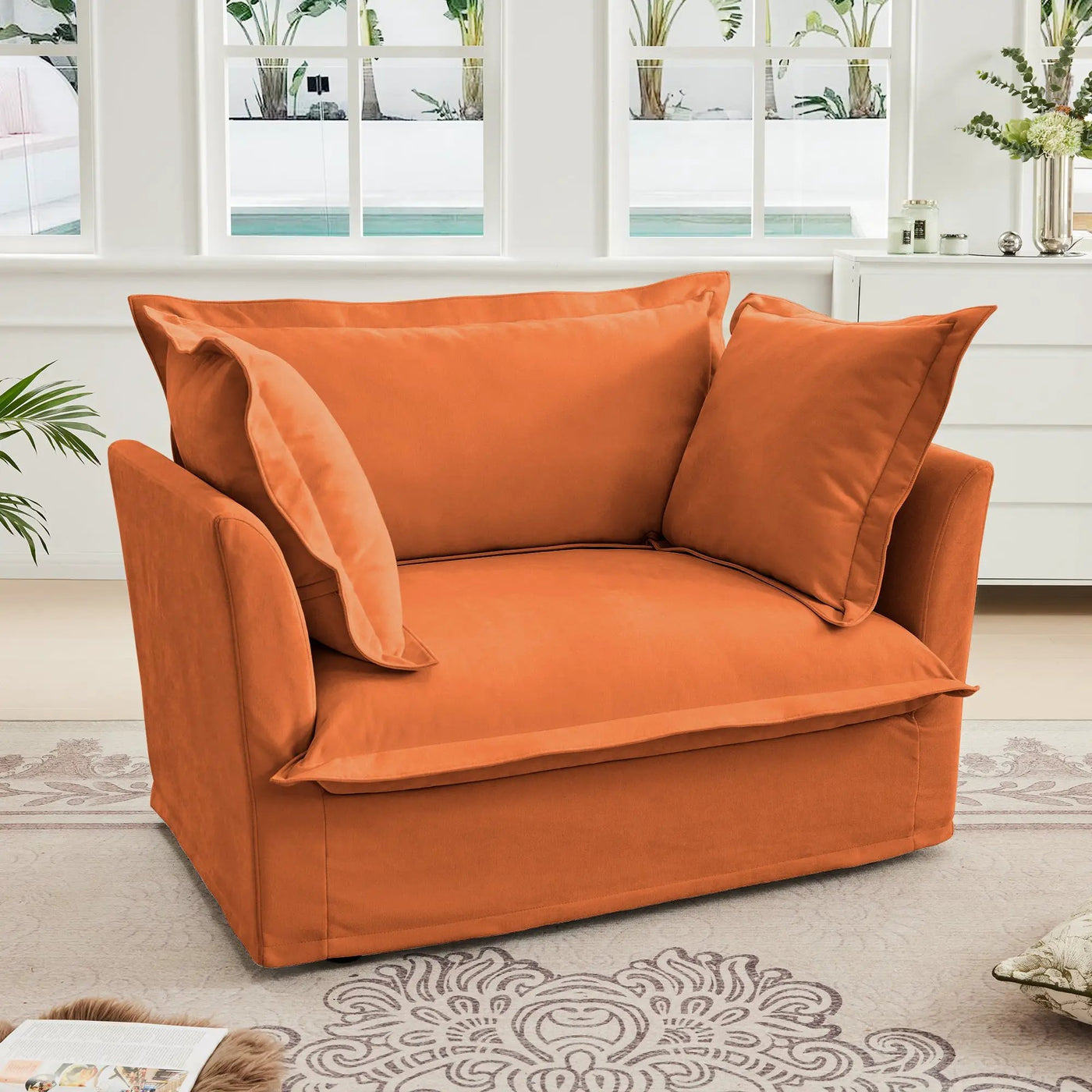 Slip-Covered Armchair with Cushions by HouseOfZazla
