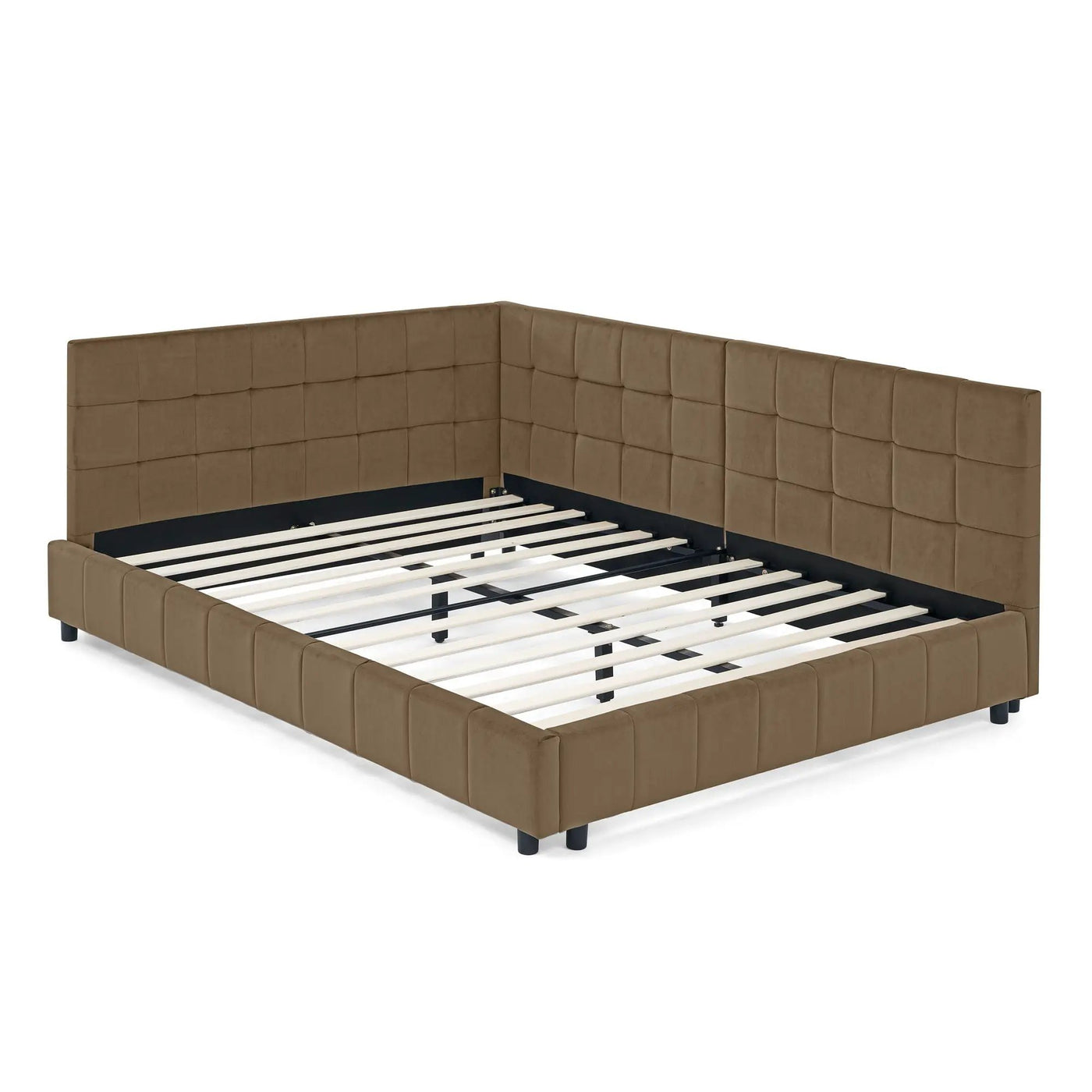 Upholstered Bed Frame With Tufted Backrest And Armrests by HouseOfZazla