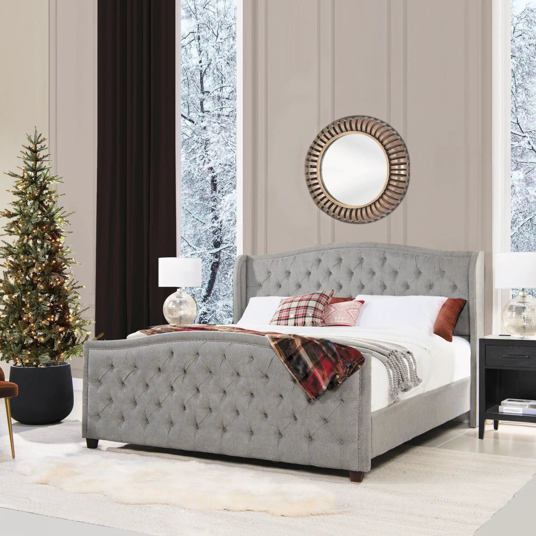 Marcella - Upholstered Shelter Headboard Bed Set by Unique Piece Furniture
