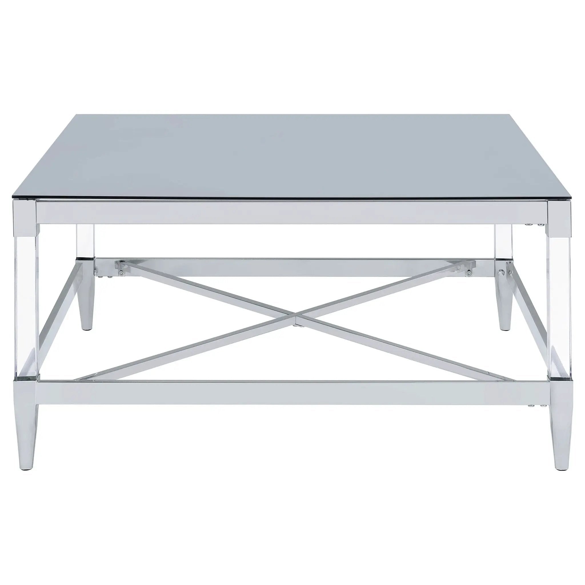Lindley Square Tempered Mirror Acrylic Coffee Table Chrome by Unique Piece Furniture