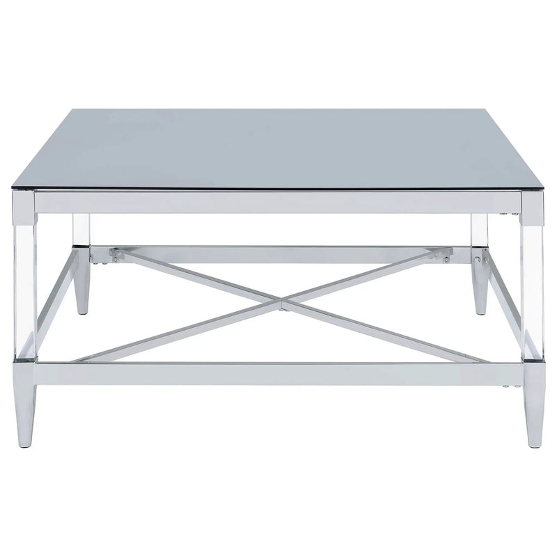 Lindley Square Tempered Mirror Acrylic Coffee Table Chrome by Unique Piece Furniture