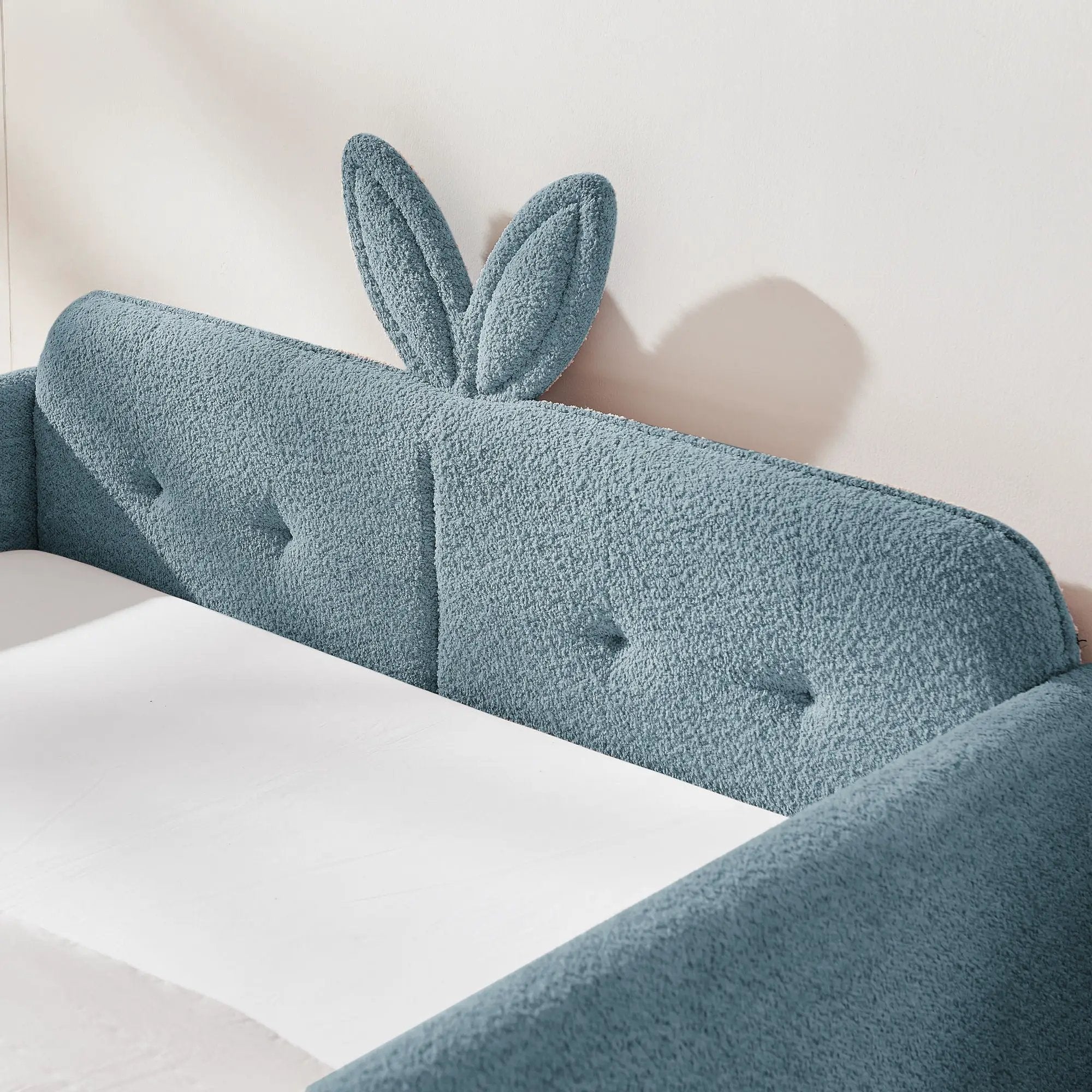 Cute Rabbit Ear Upholstered Platform Bed Frame With Safety Rail by Unique Piece Furniture