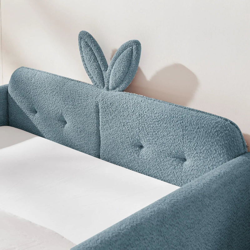Cute Rabbit Ear Upholstered Platform Bed Frame With Safety Rail by Unique Piece Furniture