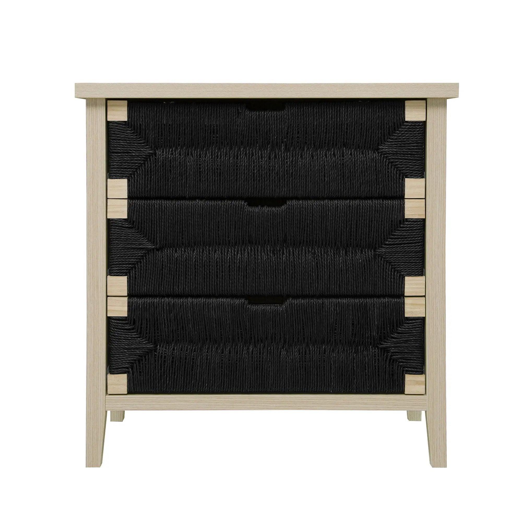 3 Drawer Buffet Sideboard With Adjustable Shelves, Storage Cabinet With Natural Seaweed Decor Doors For Living Room Kitchen Entryway - Natural by Unique Piece Furniture