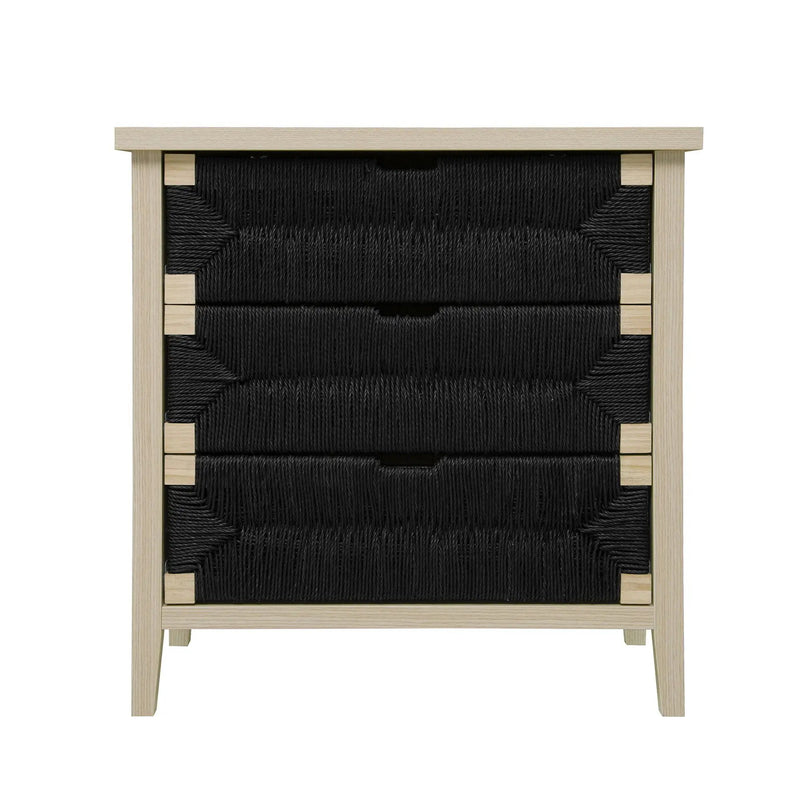 3 Drawer Buffet Sideboard With Adjustable Shelves, Storage Cabinet With Natural Seaweed Decor Doors For Living Room Kitchen Entryway - Natural by Unique Piece Furniture