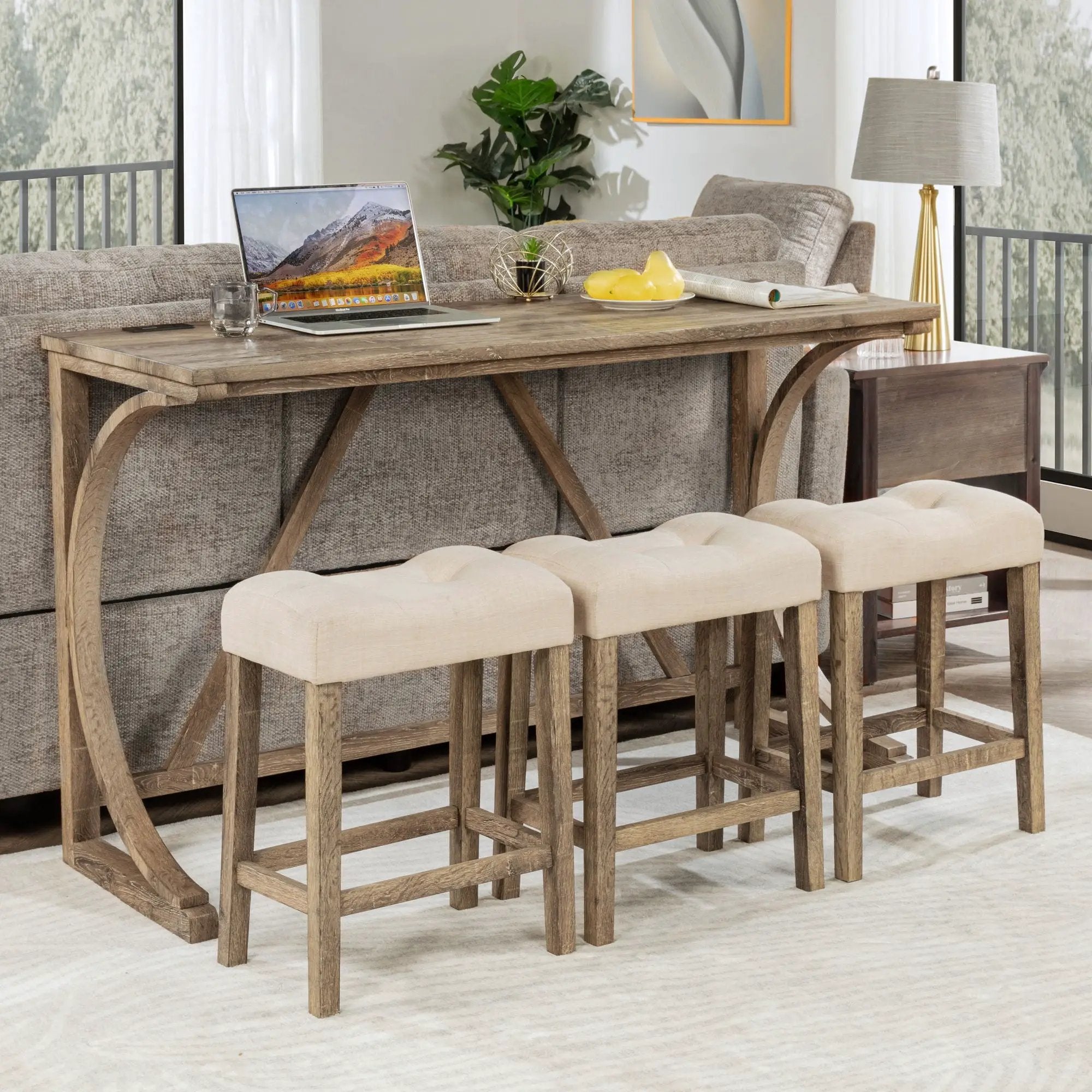 Bar Table Set With 3 Padded Stools by Unique Piece Furniture