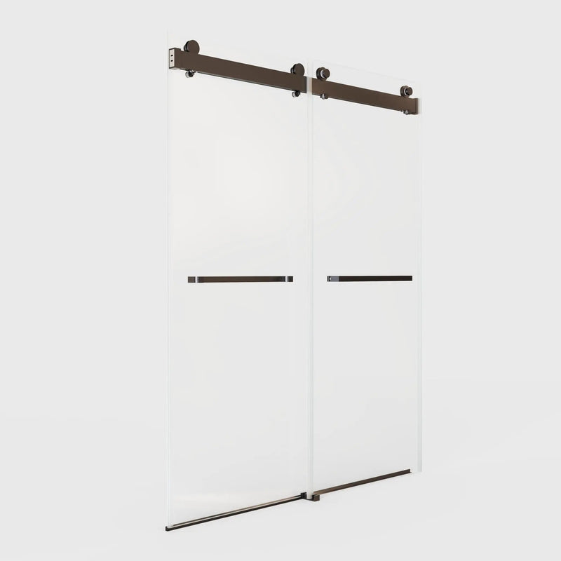 Frameless Double Sliding Soft-Close Shower Door, 3 / 8" (10Mm) Thick SGCC Tempered Glass Door, Matte by HouseOfZazla