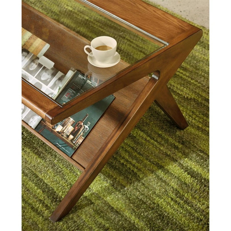 Coffee Table With Tempered Glass Top - Walnut by Unique Piece Furniture