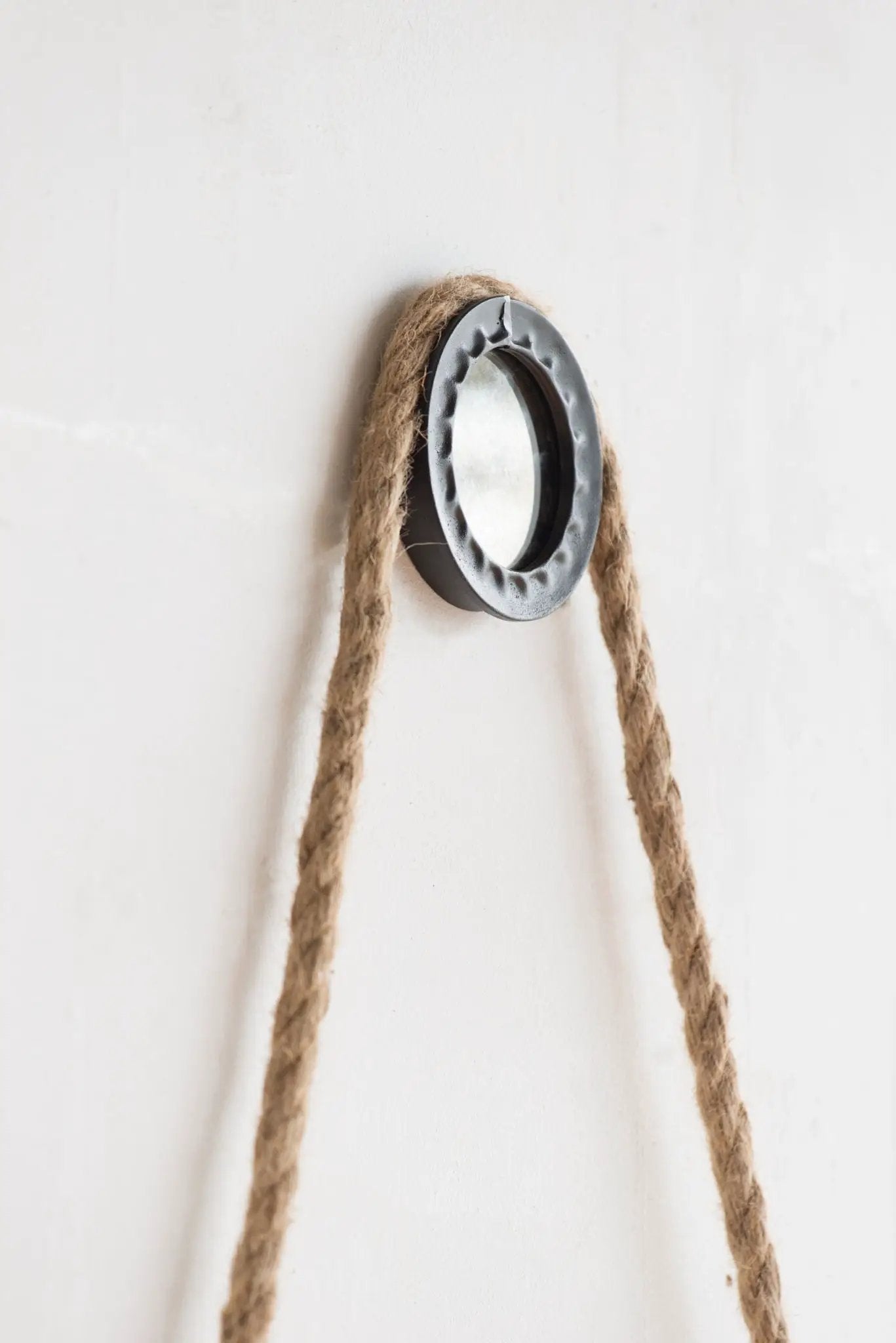 Handsome Cleveland Mirror With Rope Strap Contemporary Design Circle Mirror With Round Metal Frame For Wall Decor by Unique Piece Furniture