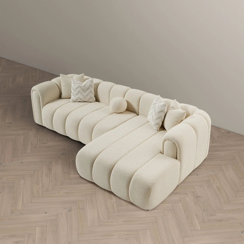 Beatrice - Modern Tufted Right Sectional Sofa - Ivory by HouseOfZazla