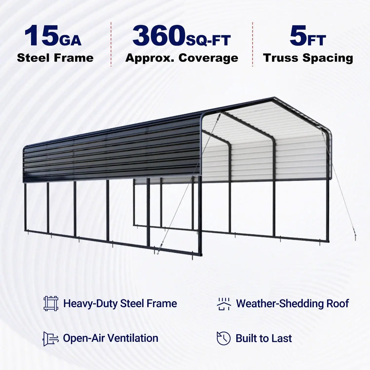 12'x30' Metal Carport with Corrugated Roof by Chery Industrial