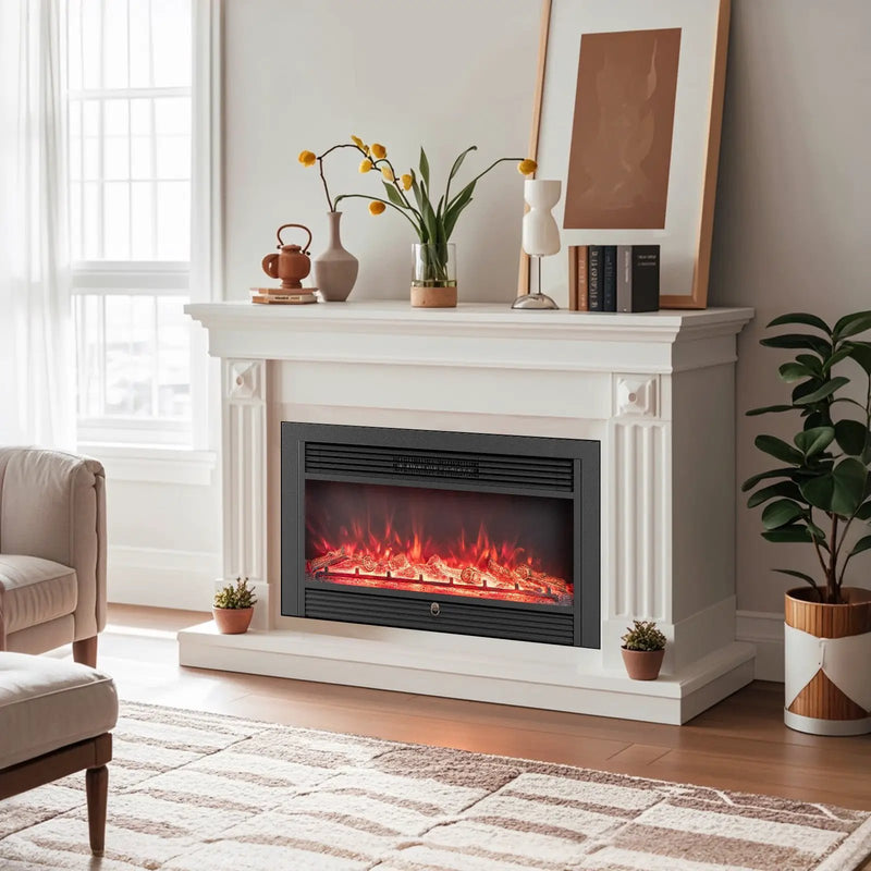 33/36-Inch Electric Fireplace Insert 750W/1500W Recessed Fireplace Heater by DirectDeals