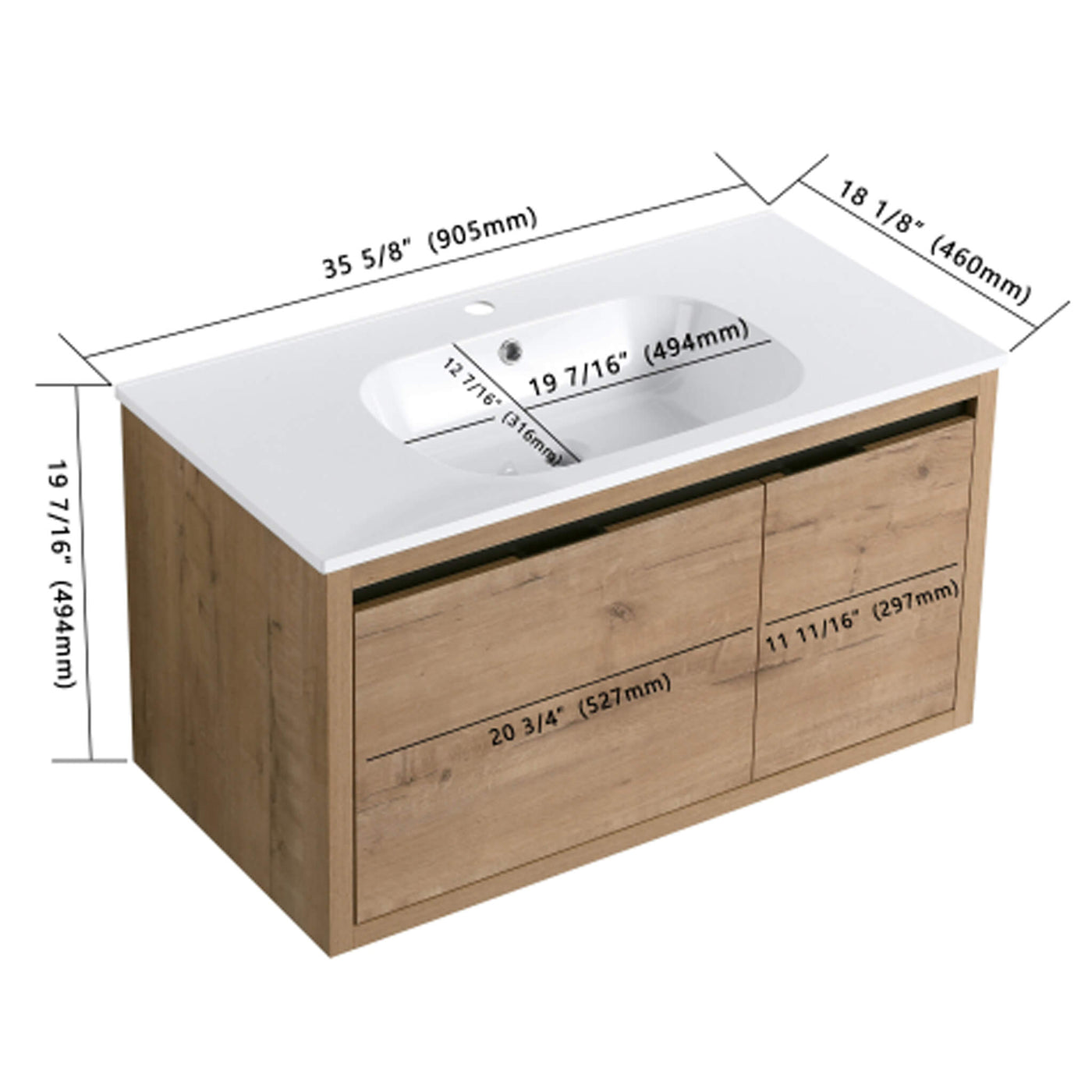Floating Bathroom Vanity With Resin Sink Soft Close Doors (SAK82560) by SAKSBY WHOLESALE