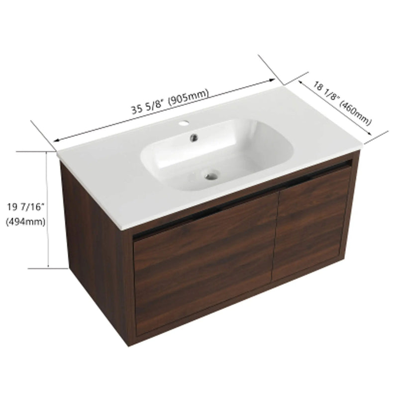 Nuvia Floating Bathroom Vanity With Resin Sink Soft Close Doors (SAK82560) by SAKSBY WHOLESALE