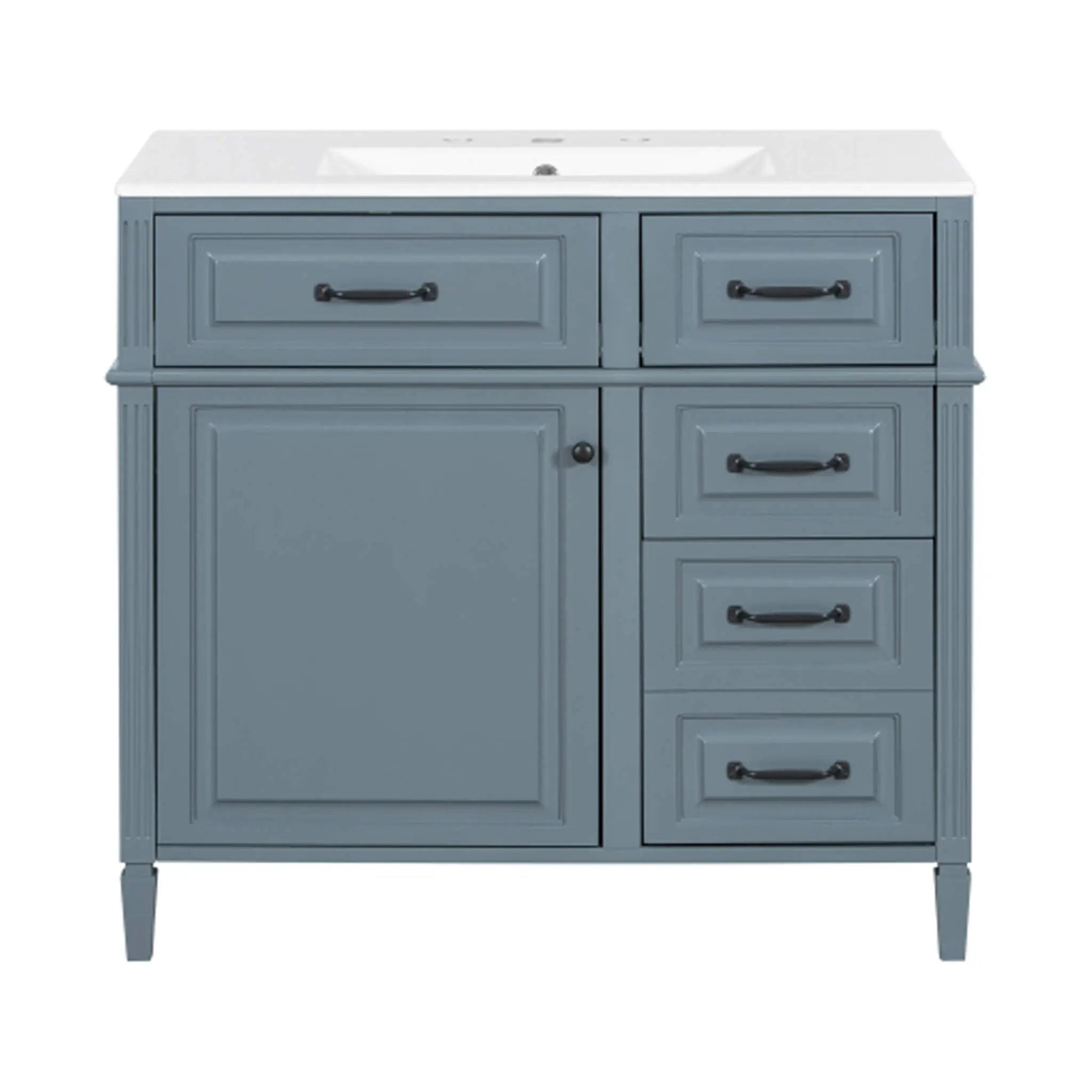 Nuvia 36-Inch Freestanding Bathroom Vanity With Ceramic Sink And Storage Cabinets [Faucet Not Included] (SAK41792) by SAKSBY WHOLESALE