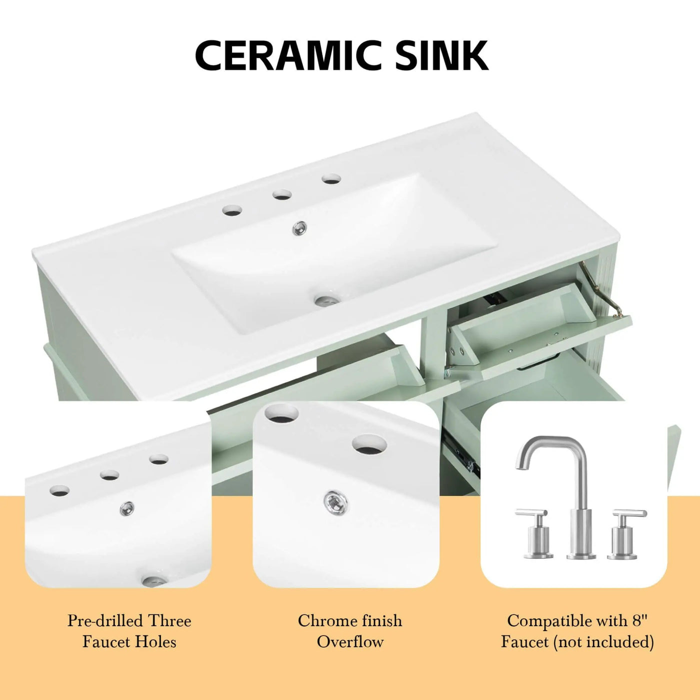 36-Inch Freestanding Bathroom Vanity With Ceramic Sink And Storage Cabinets [Faucet Not Included] (SAK41792) by SAKSBY WHOLESALE