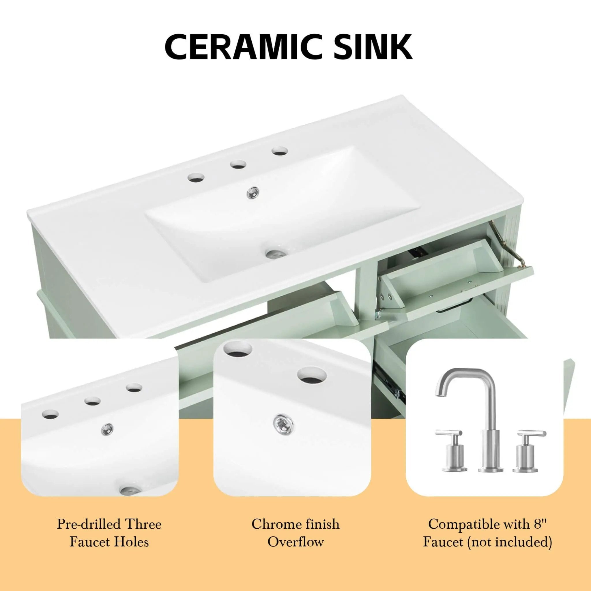 Nuvia 36-Inch Freestanding Bathroom Vanity With Ceramic Sink And Storage Cabinets [Faucet Not Included] (SAK41792) by SAKSBY WHOLESALE