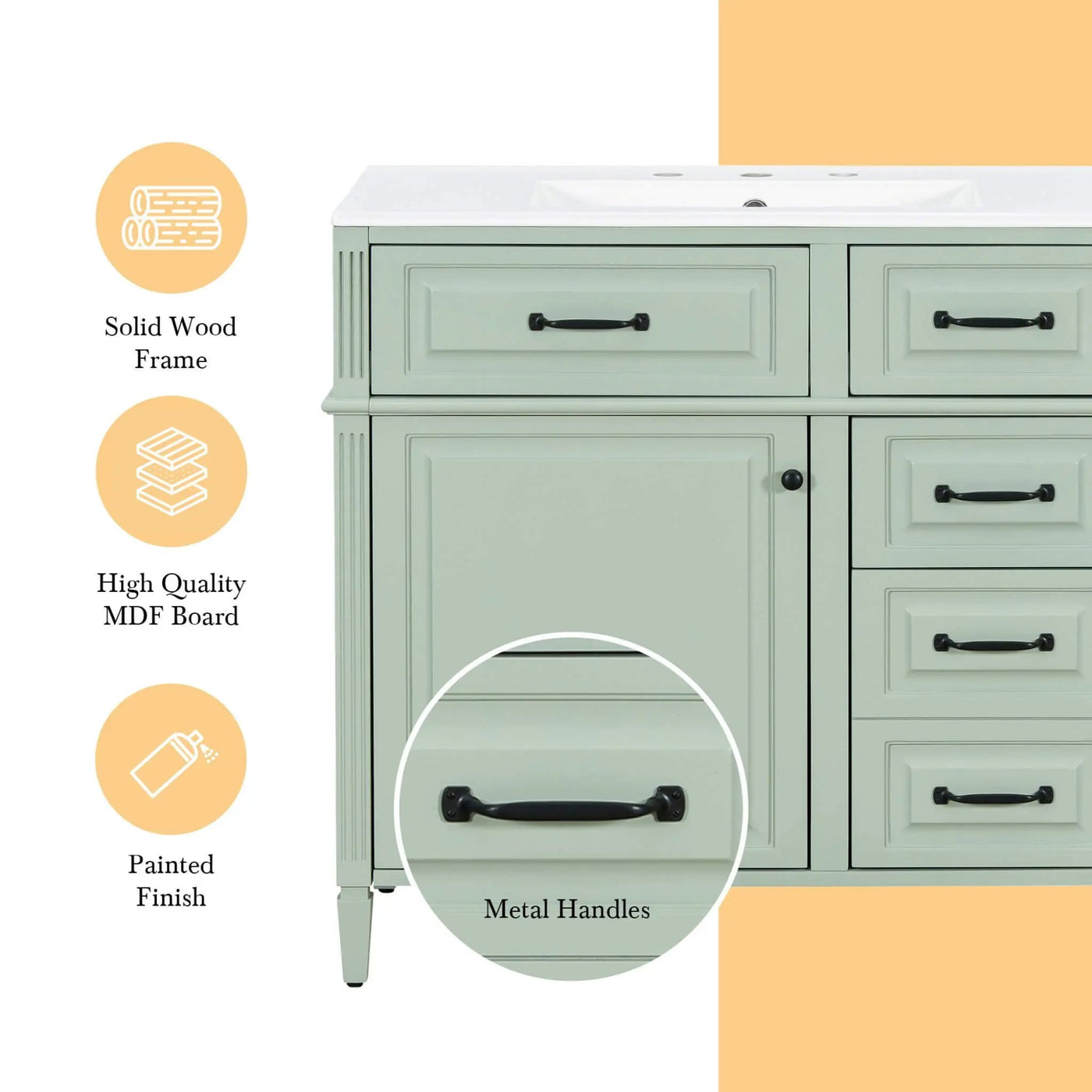 36-Inch Freestanding Bathroom Vanity With Ceramic Sink And Storage Cabinets [Faucet Not Included] (SAK41792) by SAKSBY WHOLESALE