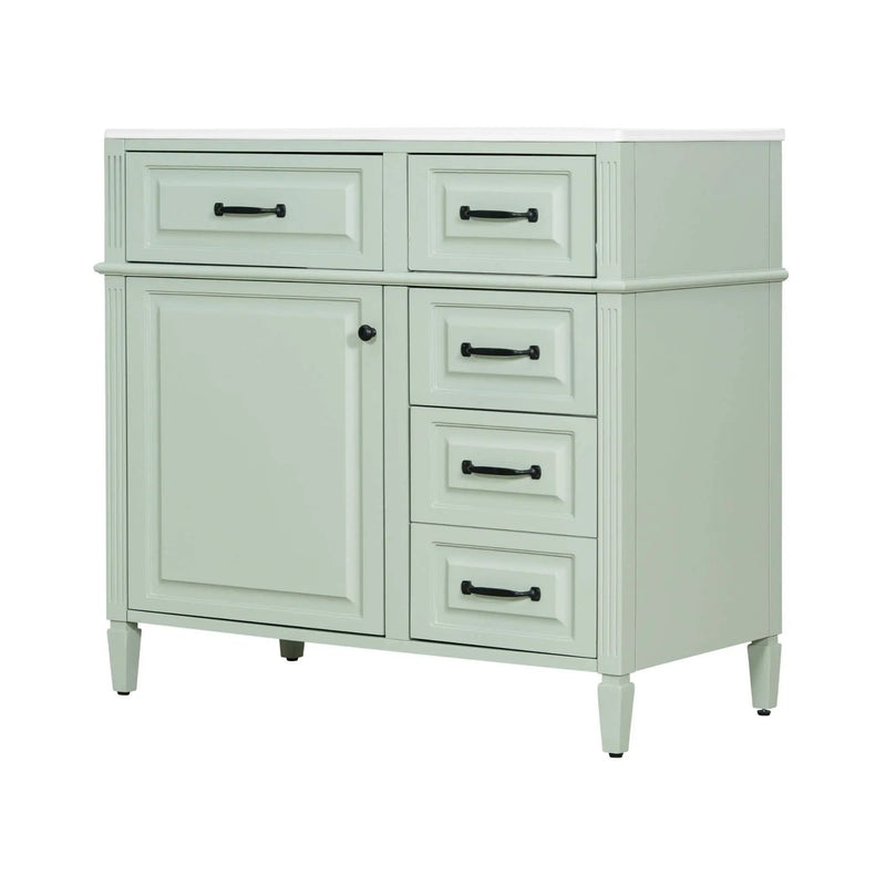 Nuvia 36-Inch Freestanding Bathroom Vanity With Ceramic Sink And Storage Cabinets [Faucet Not Included] (SAK41792) by SAKSBY WHOLESALE