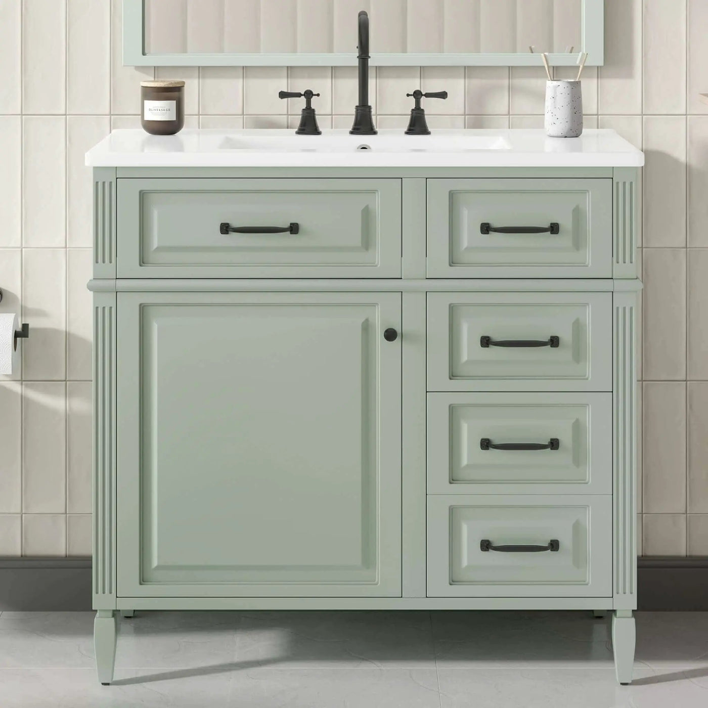 36-Inch Freestanding Bathroom Vanity With Ceramic Sink And Storage Cabinets [Faucet Not Included] (SAK41792) by SAKSBY WHOLESALE