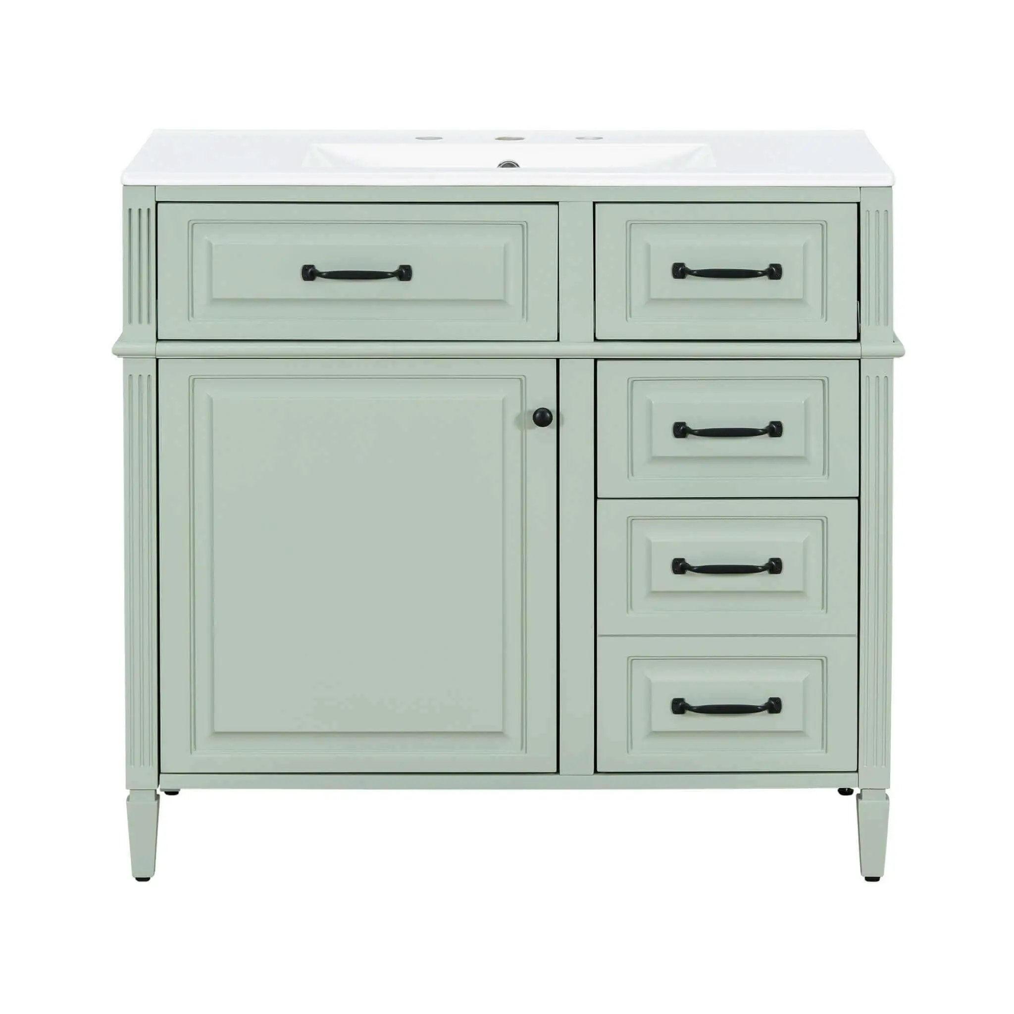 Nuvia 36-Inch Freestanding Bathroom Vanity With Ceramic Sink And Storage Cabinets [Faucet Not Included] (SAK41792) by SAKSBY WHOLESALE