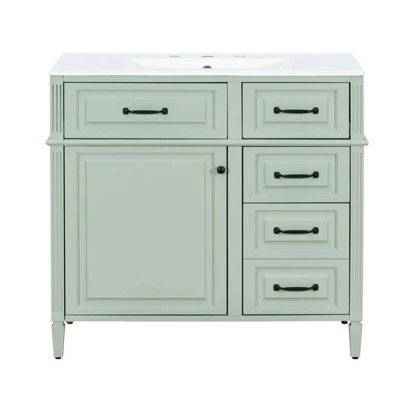 36-Inch Freestanding Bathroom Vanity With Ceramic Sink And Storage Cabinets [Faucet Not Included] (SAK41792)