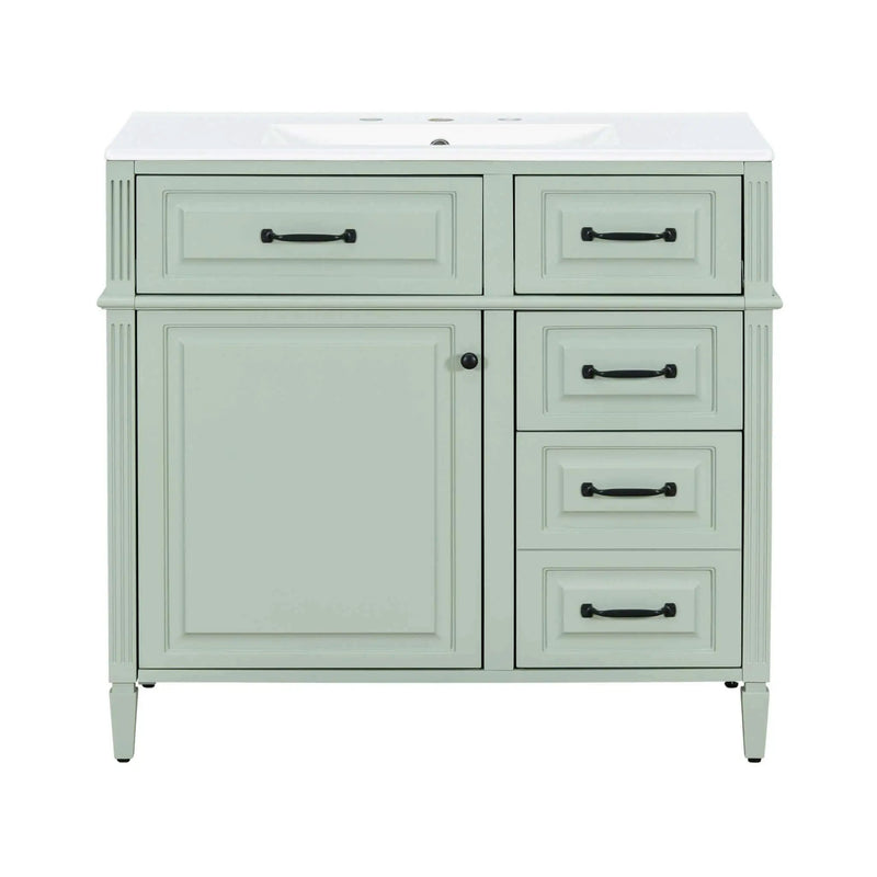 Nuvia 36-Inch Freestanding Bathroom Vanity With Ceramic Sink And Storage Cabinets [Faucet Not Included] (SAK41792) by SAKSBY WHOLESALE