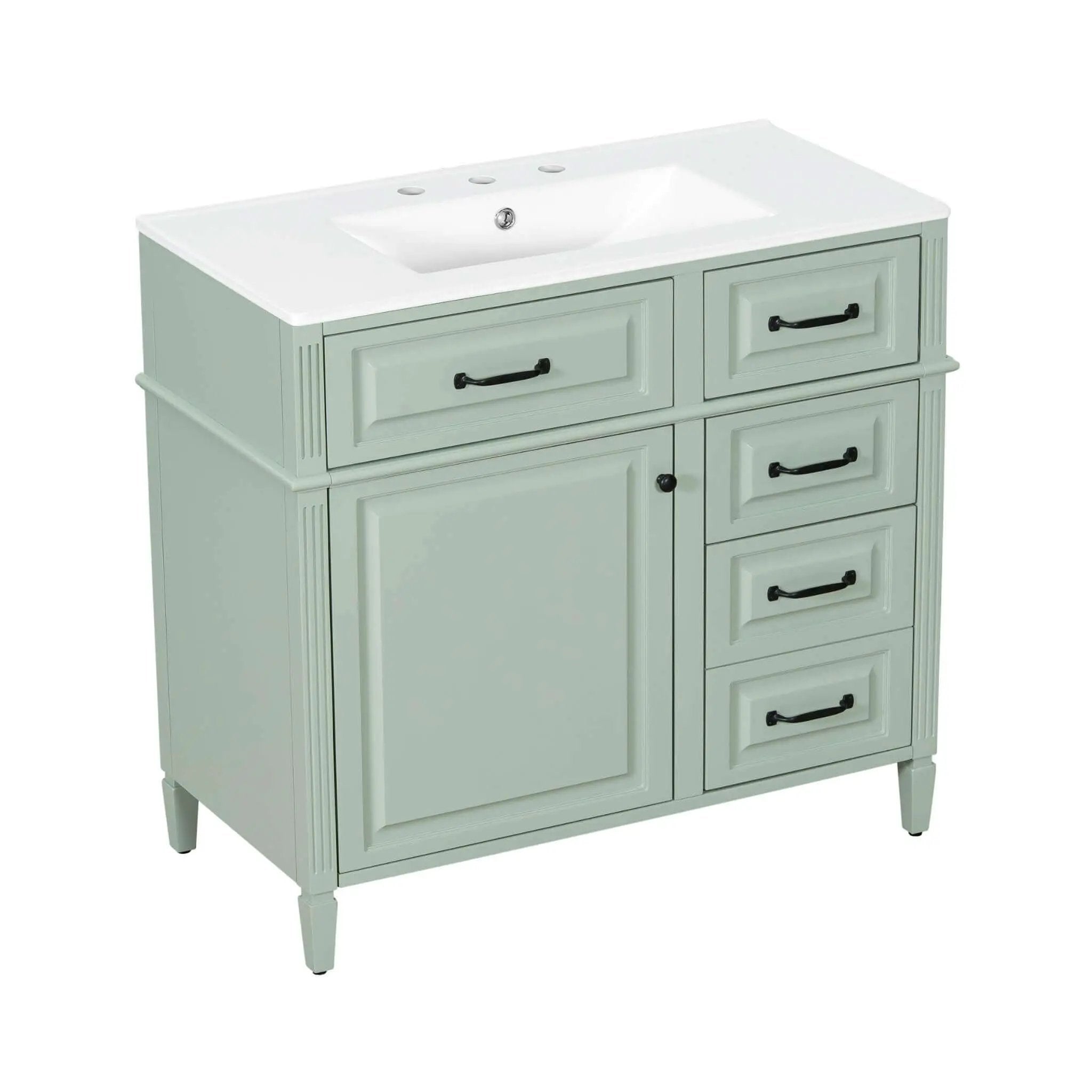 Nuvia 36-Inch Freestanding Bathroom Vanity With Ceramic Sink And Storage Cabinets [Faucet Not Included] (SAK41792) by SAKSBY WHOLESALE