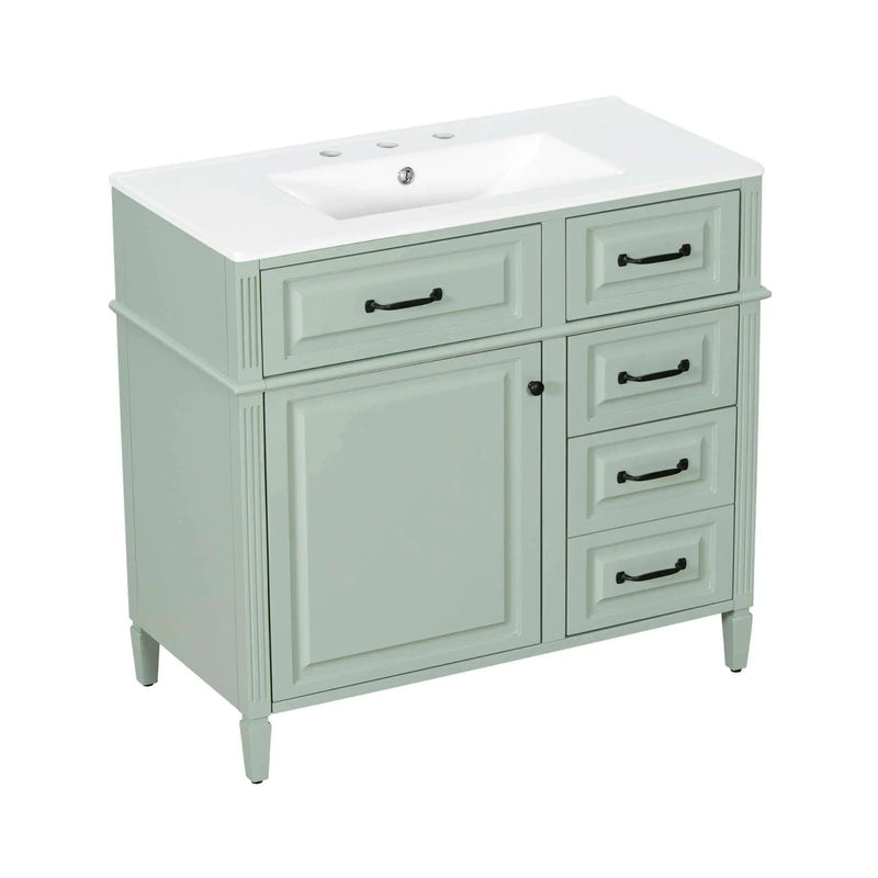 Nuvia 36-Inch Freestanding Bathroom Vanity With Ceramic Sink And Storage Cabinets [Faucet Not Included] (SAK41792) by SAKSBY WHOLESALE