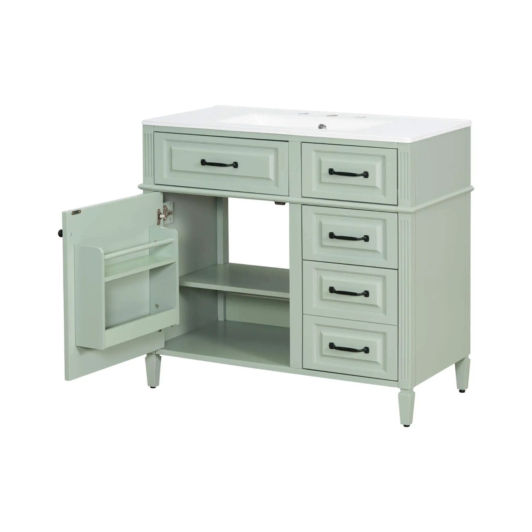 Nuvia 36-Inch Freestanding Bathroom Vanity With Ceramic Sink And Storage Cabinets [Faucet Not Included] (SAK41792) by SAKSBY WHOLESALE