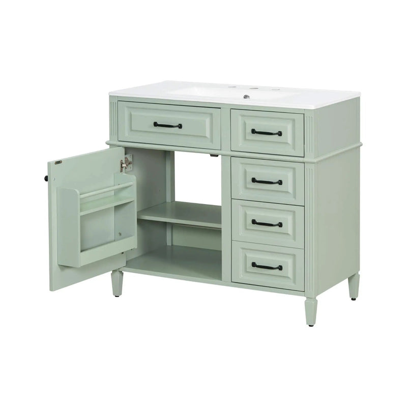 Nuvia 36-Inch Freestanding Bathroom Vanity With Ceramic Sink And Storage Cabinets [Faucet Not Included] (SAK41792) by SAKSBY WHOLESALE