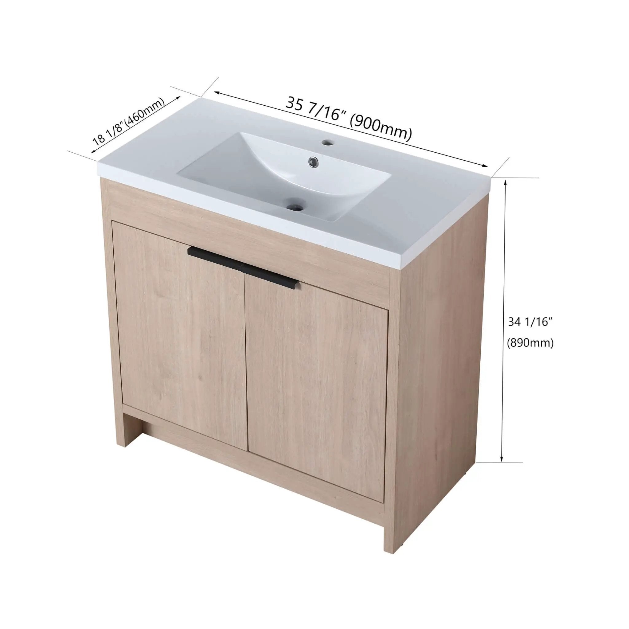 Nuvia 36-Inch Freestanding Bathroom Vanity With White Resin Sink (SAK39274) by SAKSBY WHOLESALE