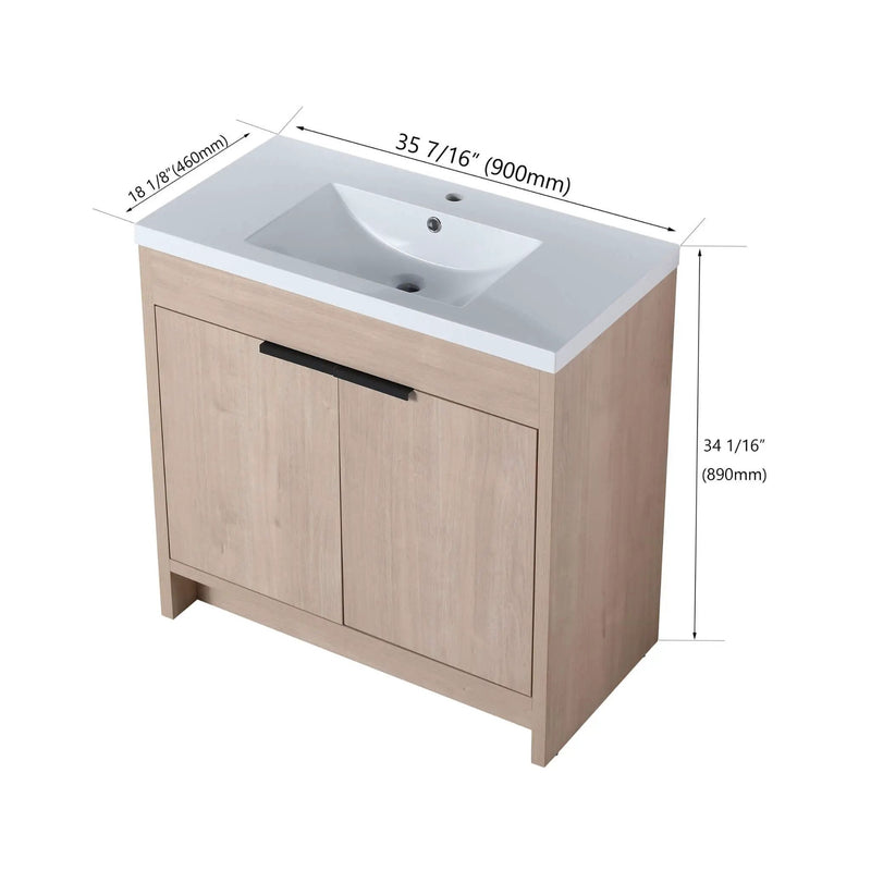 Nuvia 36-Inch Freestanding Bathroom Vanity With White Resin Sink (SAK39274) by SAKSBY WHOLESALE