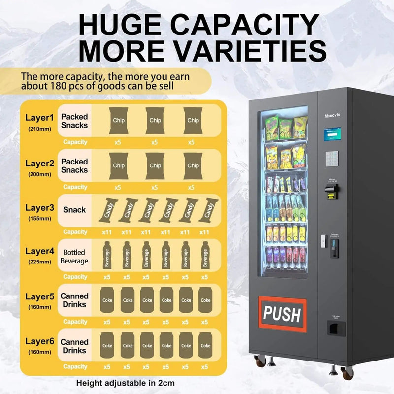36-Slot Commercial Refrigerated Snack Drink Vending Machine With Bill And Coin Acceptor (SAK67318) by SAKSBY WHOLESALE