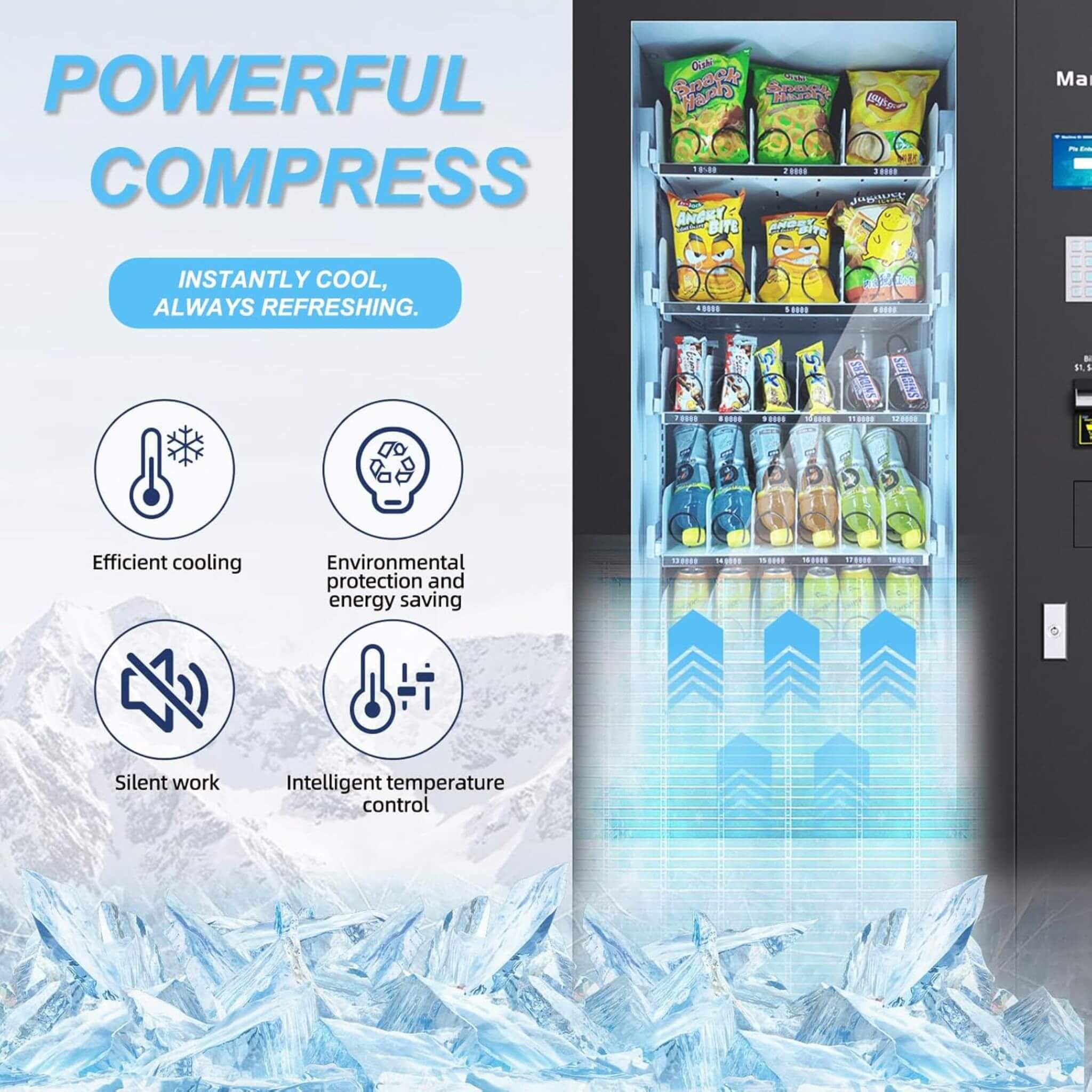 36-Slot Commercial Refrigerated Snack Drink Vending Machine With Bill And Coin Acceptor (SAK67318) by SAKSBY WHOLESALE