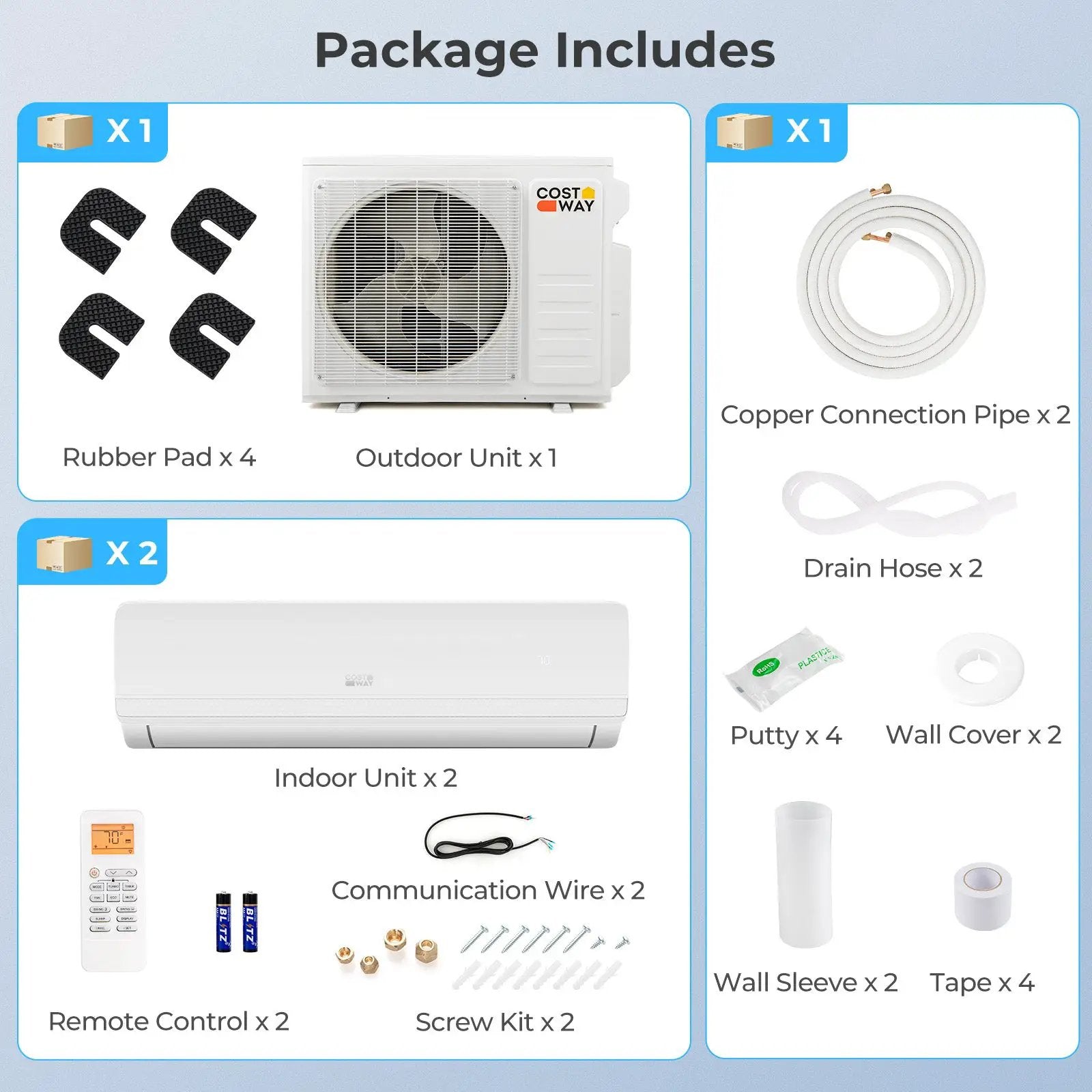 36000 BTU 2 Zone 19 SEER2 Mini Split AC with Heat Pump by DirectDeals